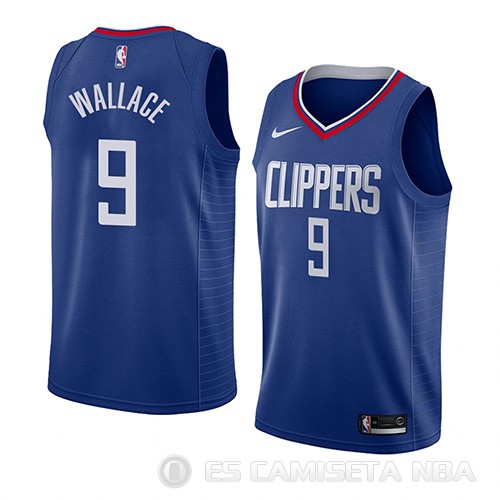 Camiseta Tyrone Wallace #9 Los Angeles Clippers Icon 2018 Azul - Haga un click en la imagen para cerrar